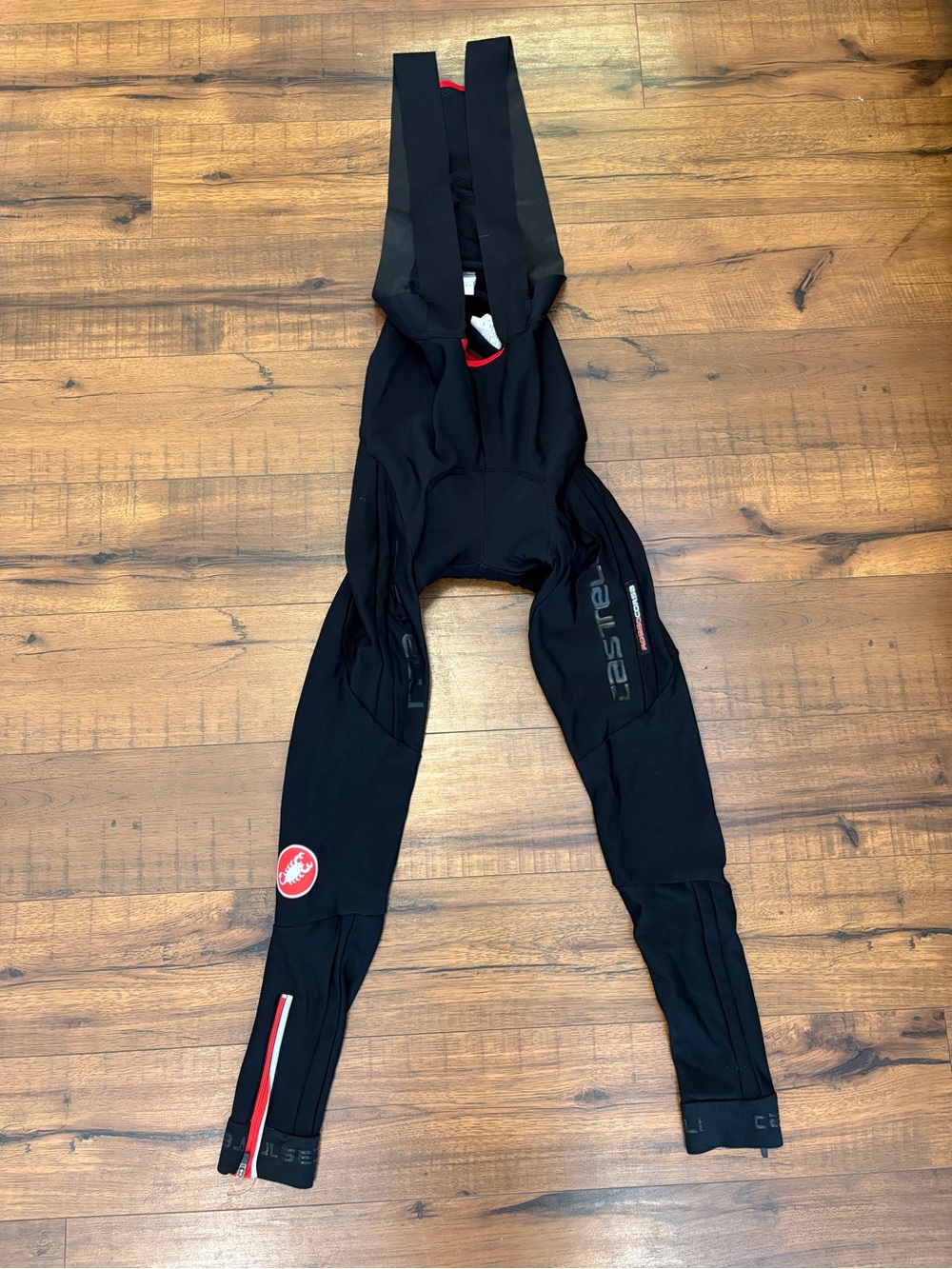Castelli Sorpasso Rosso Corsa Cycling Bib Tights Mens Small Black Red Thermal